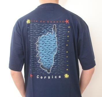 Tee shirt corse et banc de dauphins marine M