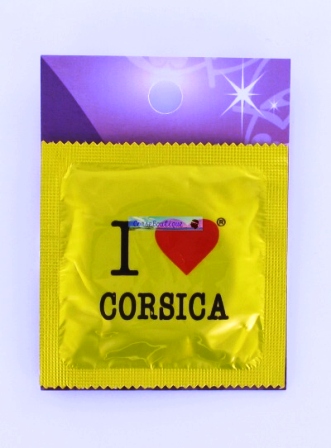 Préservatif humoristique I love Corsica Jaune