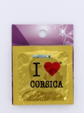 Préservatif humoristique I love Corsica Doré