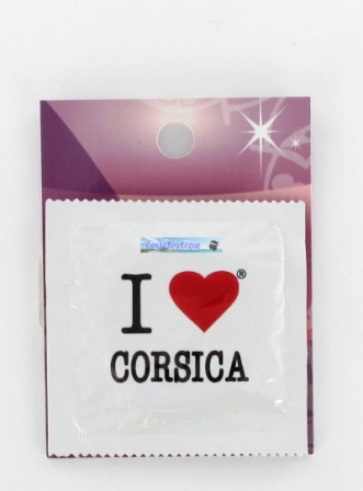 Préservatif humoristique I love Corsica Blanc