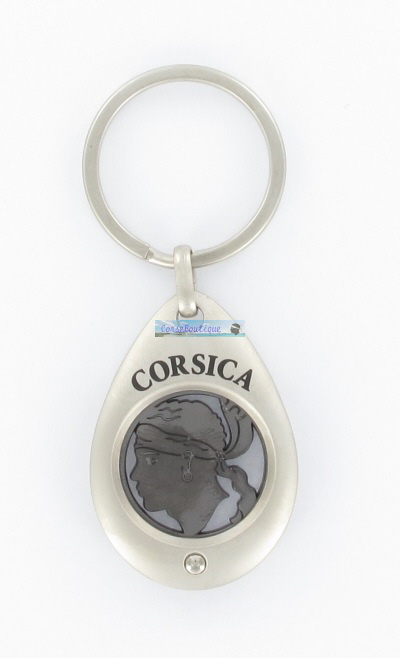 Porte clés jeton de caddie tête de maure Corse
