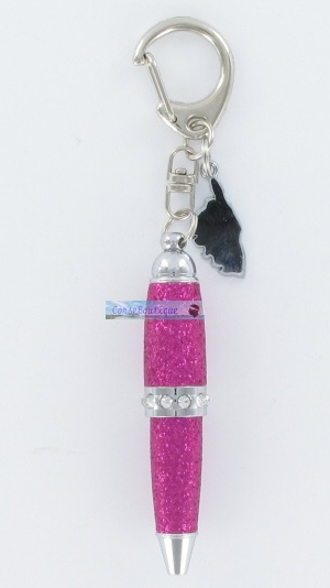 Porte clés brillants fushia stylo Corse