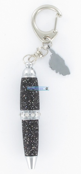 Porte clés brillants noir stylo Corse