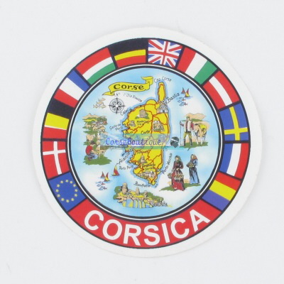 Autocollant rond carte corse 