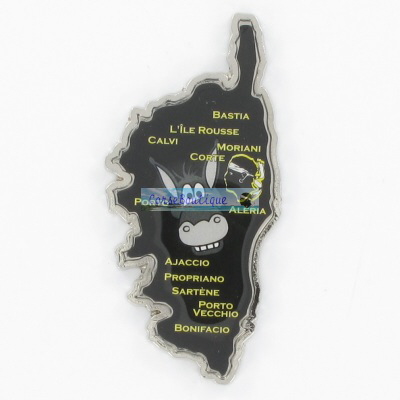 Magnet Métal Carte Corse et Ane