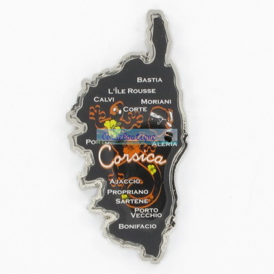 Magnet Métal Carte Corse et salamandre