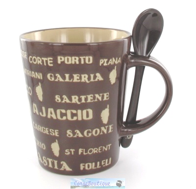 Mug conique avec cuillère villes de Corse chocolat