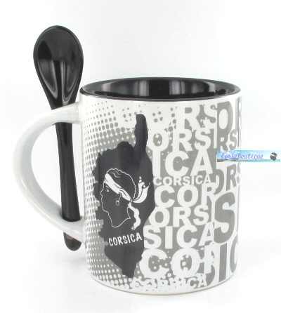 Mug Corsica intérieur noir avec cuillère