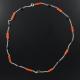 Collier long argent perle corail et resine