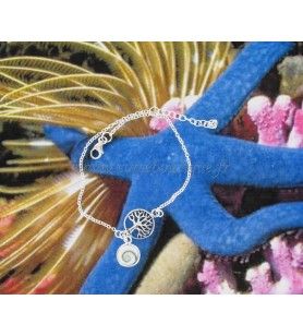   Bracelet composed of a silver tree of life and a charm eye of Saint Lucia 15.5