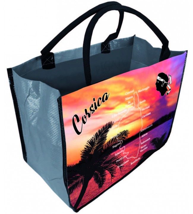   Bag palm tree and woven map Corsica 40 cm 4