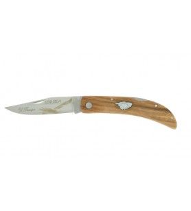   Olive Holz Messer und Stahlklinge eingraviert u bizzagru 18.5