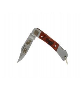   Mini coltello con manico in legno e acciaio e lama incisa muvra cignale 6.5