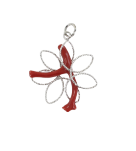   Colgante de plata con forma de rama y flor de coral 40