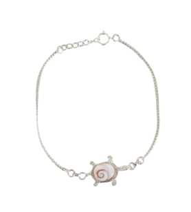   Silver bracelet turtle and eye of Saint Lucy of the Mediterranean 36.5