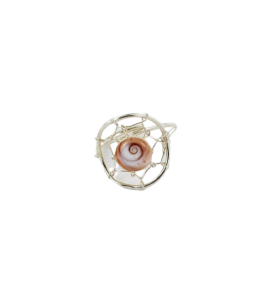   Verstelbare zilveren dromenvanger ring met mediterraan St. Lucy's oog 27.5