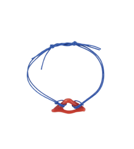   Bracelete de corda ajustável azul e coral 29