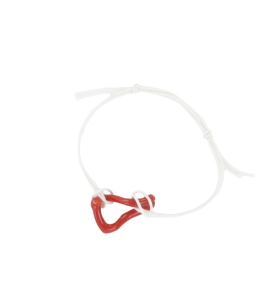   Adjustable cord bracelet white and coral 29