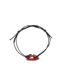   Bracelet cordon réglable noir et corail 29