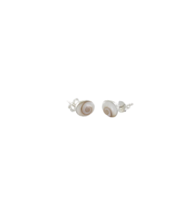   Boucles d'oreilles clous ovales en argent avec œil de sainte Lucie de méditerranée 17.5
