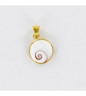   Gold plated mediterranean eye of Saint Lucia pendant, medium round design 12.9