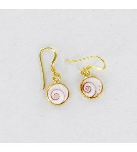   Gold plated round earrings with mediterranean saint lucia eye small model 17.5