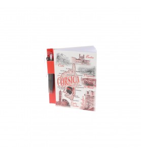 Notebook red decoration Corsica with pen