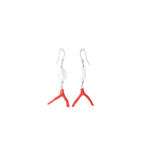 Mother of Pearl and Coral earrings