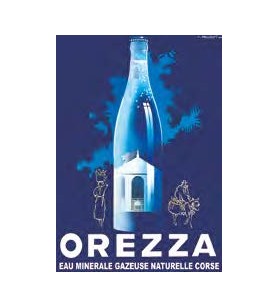 Blauwe poster fles Orezza