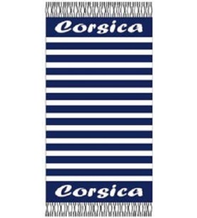 Fouta Corsica jacquard  bleu foncé