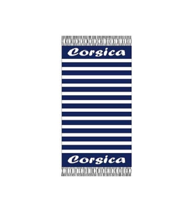 Fouta Corsica jacquard  bleu foncé