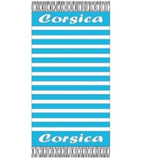 Fouta Corsica jacquard  bleu ciel